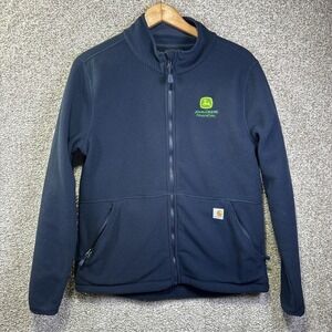 Carhartt Jacket Womens Small‎ Blue Fleece Full Zip John Deere Logo Outdoor